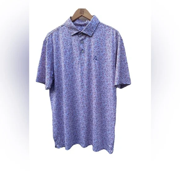 RHOBACK Men’s Performance Polo Sz XL American Icons USA White Golf Stretch Shirt - Picture 2 of 11